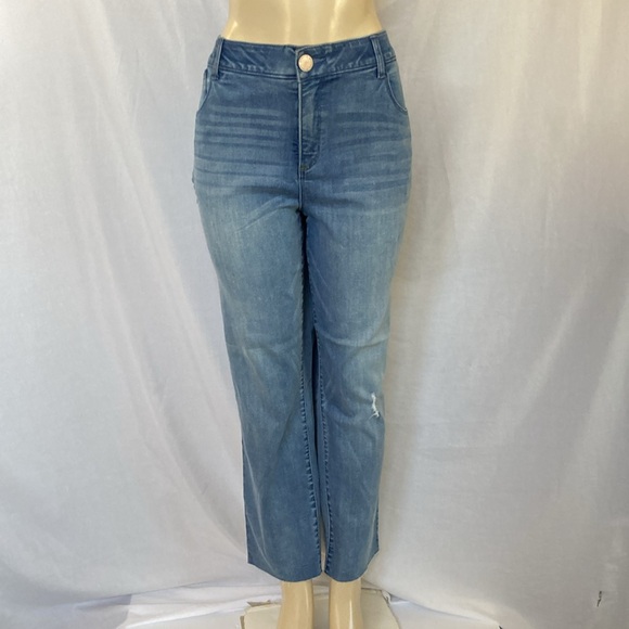 WIT & WISDOM Jeans Women’s Tummy Control Size 18W DISTRESSED Slim Straight NWOT - Picture 3 of 8